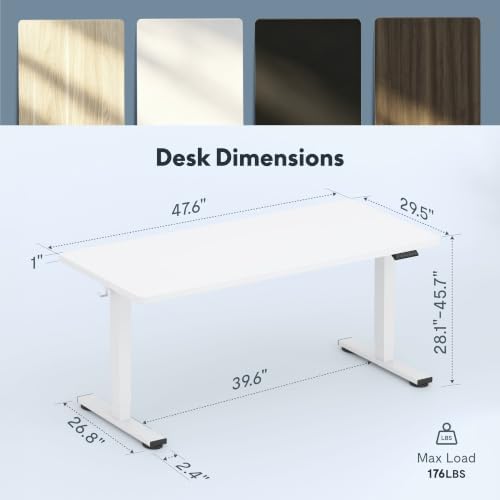 FLEXISPOT 48"x30" Electric Standing Desk, White - Image 2