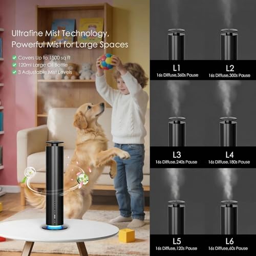 Somniare Waterless Essential Oil Diffuser, 1500 Sq. Ft 6 Level(Black) - Image 5