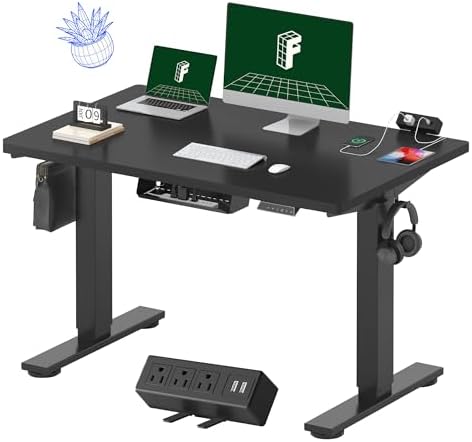 FLEXISPOT EN2 48"x30" Standing Desk with Power Strip Bundle, Black by Unknown