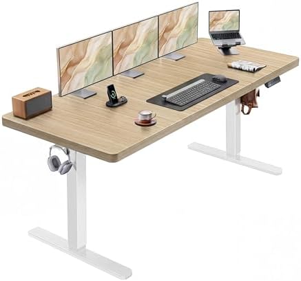 HUANUO 71 x 30 Inch Large Electric Standing Desk, Brushless Motor, Natural by HUANUO
