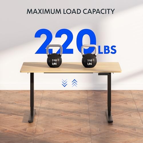 FLEXISPOT E6 3-Stage Dual Motor Electric Standing Desk 48 x 24 Sit Stand Up Desk, Holds 220 lbs, Adjustable Height w/Memory Presets, One-Piece Maple Desktop & Black Frame, Ships in 2 Boxes - Image 6