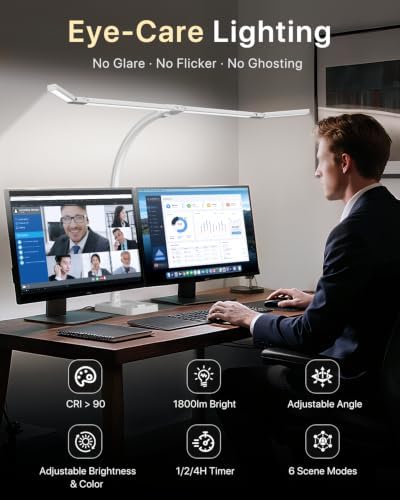 ONEMIX LED Desk Lamp with Base, 42-Inch 4-Panel Light for Dual Monitors - Image 7