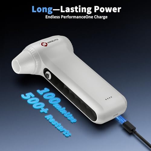 Electric Air Duster 200000RPM Brushless Motor, Cordless Compressed Air Blower with 4 Nozzles & 2 Brushes, 85m/s Powerful Rechargeable Cleaner for PC, Car, Keyboard & Electronics (Frost Silver) - Image 5