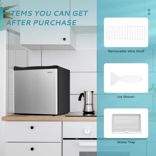 EUHOMY 1.7 Cu.Ft Mini Fridge, Reversible Door Compact Refrigerator, Silver - Image 6