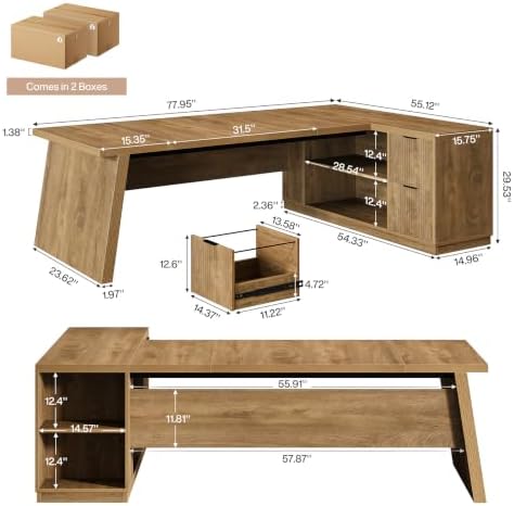 Tribesigns 78" L Shaped Executive Desk with Storage, Home Office - Image 2
