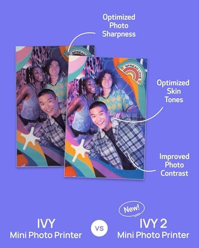 Canon Ivy 2 Mini Photo Printer (Blush Pink) - Bluetooth, Print from iOS & Android Devices, Bundle Incl. 110 Zink Sticky-Back Prints, LED Light Bar, Protective Case, and USB Cable - Image 5
