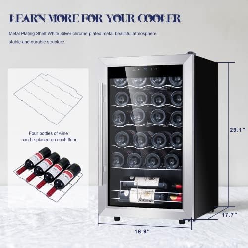 Kalamera Mini Fridge Wine Cooler, 24 Bottle Freestanding Wine Refrigerator - Image 3