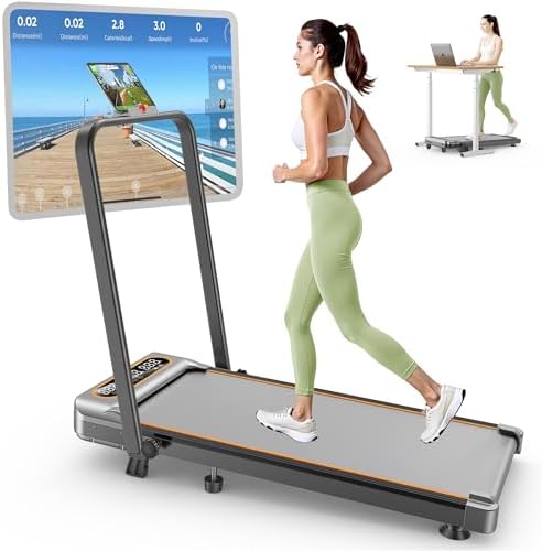 Foldable Walking Pad Treadmill with 12% Incline Upgrade 3.5HP Low Noise Walking Pad Treadmill with Handle Bar 4 in 1 Under Desk Treadmills for Home/Office, 350Lbs Capacity, APP & Remote Control by %E2%80%8ETrisomy