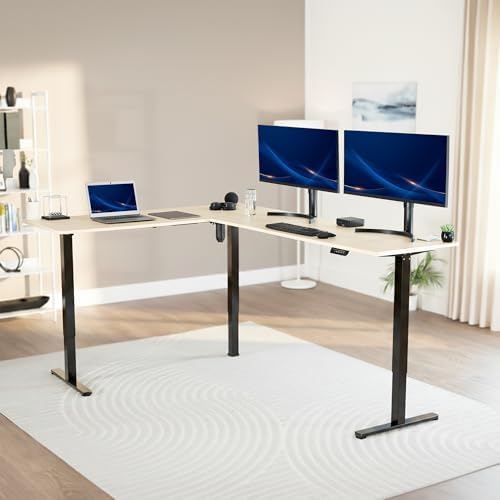 VIVO Light Wood 84 x 63 in Corner Standing Desk, DESK-E3CTBC-84 - Image 2