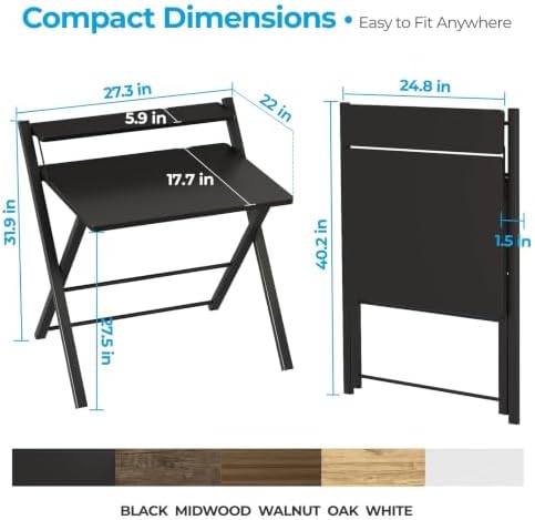 GreenForest Folding Desk No Assembly, Sturdy Computer Desk for Small Spaces - Image 3