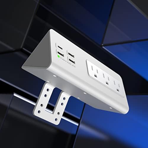 Nightstand Edge Mount Power Strip with USB-C Ports Tabletop Surge Protector Desk Clamp Power Sockets with 3 AC Outlets &4 Fast Charging USB Ports for Home Office Hotel and Dormitory (White(2-Pack)) - Image 5