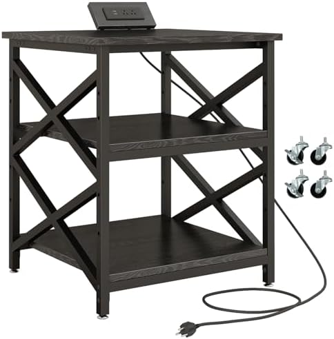 METYERRY 24"x23.6" Large Printer Stand with Power Outlet, 3 Tier Cart by METYERRY