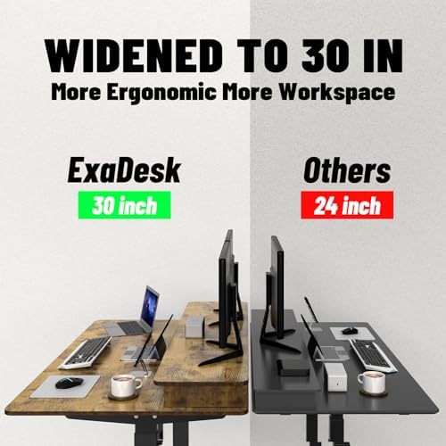 Electric Standing Desk, 63 * 30 Inches Adjustable Height with 4 Drawers, Double Storage Shelves Stand Up Desk, Home Office Workstation Sit Stand up Desk (Rustic Brown) - Image 4