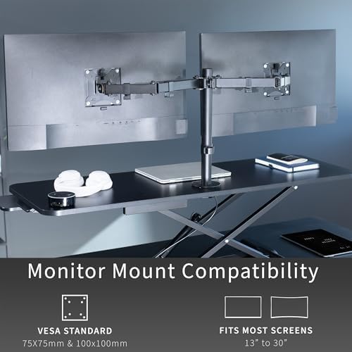 VIVO Black 48 in Standing Desk Converter with Monitor Stand, DESK-V048KB-M2 - Image 5