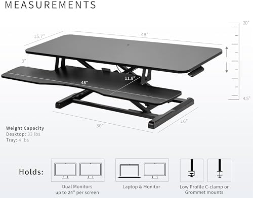 VIVO Black 48 in Standing Desk Converter, DESK-V048KB - Image 3