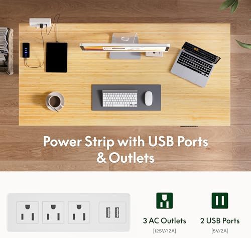 FLEXISPOT EN2 55"x28" Bamboo Electric Standing Desk with Power Strip - Image 4