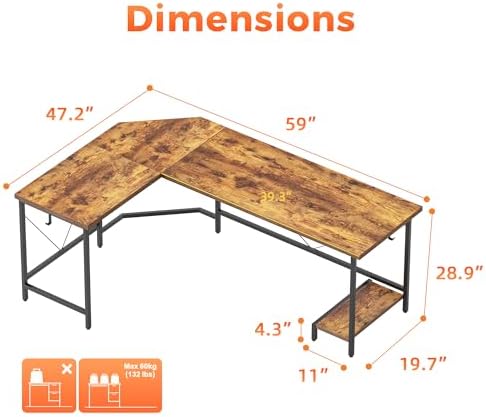Mericonia 59 inch L Shaped Desk with CPU Stand, Large Corner Gaming Desk - Image 2