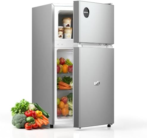 Upstreman Mini Fridge with Freezer, 3.0 Cu.Ft Refrigerator with 2 Doors by StartUpLiveBetter