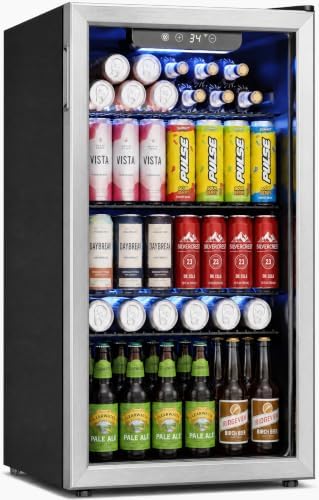 Icyglee 3.2 Cu.Ft Beverage Refrigerator Cooler, 126 Can Mini Fridge,Silver by ICYGLEE