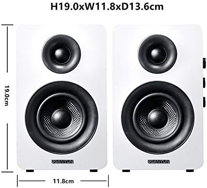 Sanyun SW208 3" Active Bluetooth 5.0 Bookshelf Speakers, Built-in 24bit DAC - Image 2