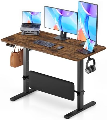 47" x 24" Electric Standing Desk with Adjustable Footrest, Rustic Brown by MALOL