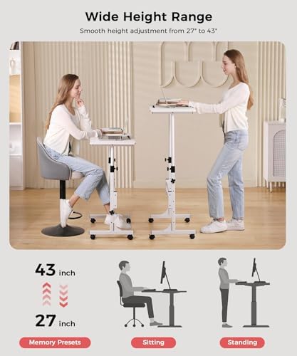 KLSMYHOKI Standing Desk Adjustable Height, Mobile Stand Up Desk with Wheels - Image 3