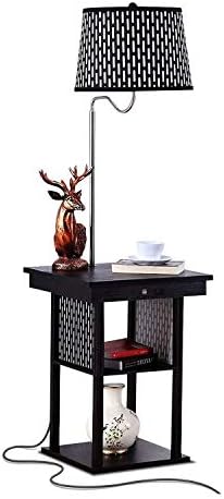 Brightech Madison Side Table with Lamp Combo with LED Bulb, Desk Lamp with USB Port, Bedside Reading Light, Modern End Table with Floor Lamp for Bedroom, Living Room, Office - Black by Brightech