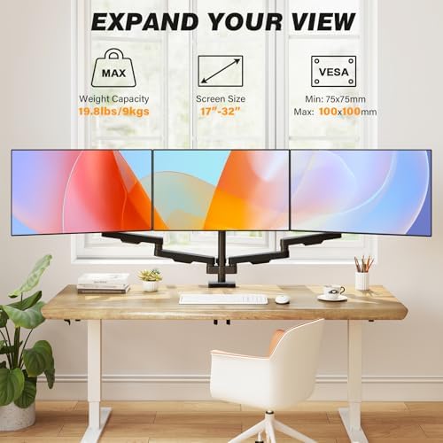 5Rcom Triple Monitor Mount Stand for 17-34 Inch Computer Screens - Image 2