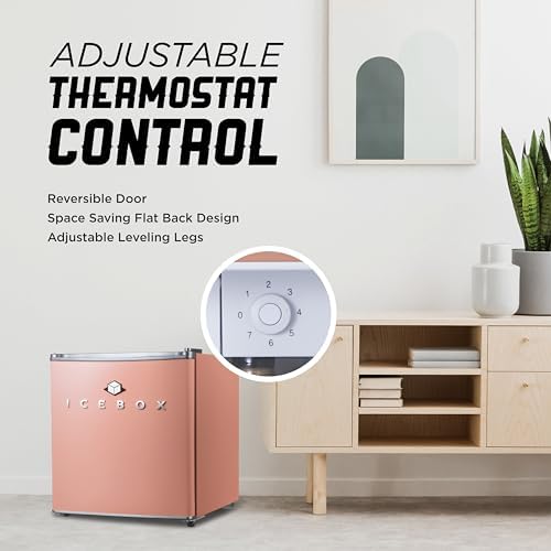 ICEBOX 1.7 Cu. Ft. Compact Refrigerator, ENERGY STAR Certified Small Refrigerator, Single Door Mini Fridge with Chiller Compartment, R600a Refrigerant, IBCR17BLS, Blush Red - Image 4