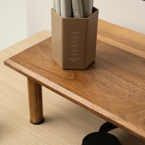 Dual Monitor Stand Riser, Acacia Wood Desktop Shelf with Storage - Image 6