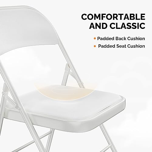 VINGLI 20 Pack Folding Chairs with Padded Seats, Metal Frame with Pu Leather Seat & Back, Capacity 350 lbs, White - Image 5
