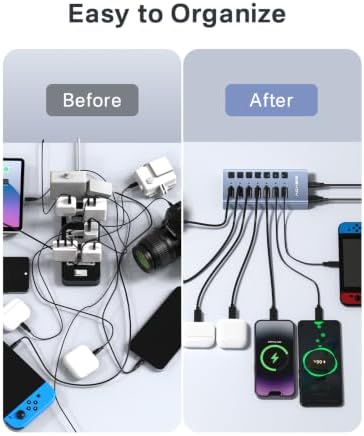 ACASIS Powered 7 Ports USB 3.2 Hub, 10Gbps Data Transfer, 24W Adapter - Image 6