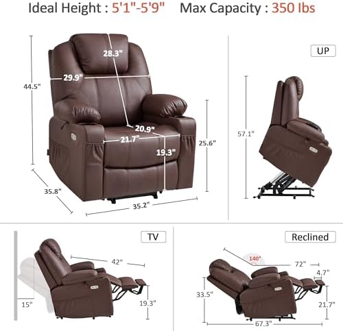 MCombo Power Lift Recliner Chair for Elderly 7040(Medium, Light Brown) - Image 3