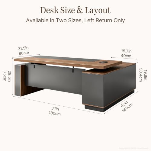 71" L-Shaped Electric Standing Executive Desk with Storage - Image 2