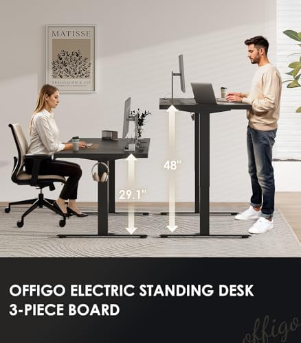 OffiGo 79 Inch Executive Electric Standing Desk Height Adjustable, Black - Image 3