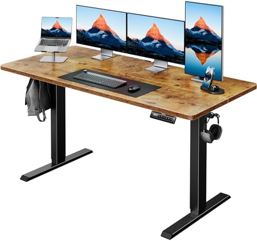 HUANUO 55x27 Inch Electric Standing Desk, Height Adjustable, Rustic Brown by HUANUO