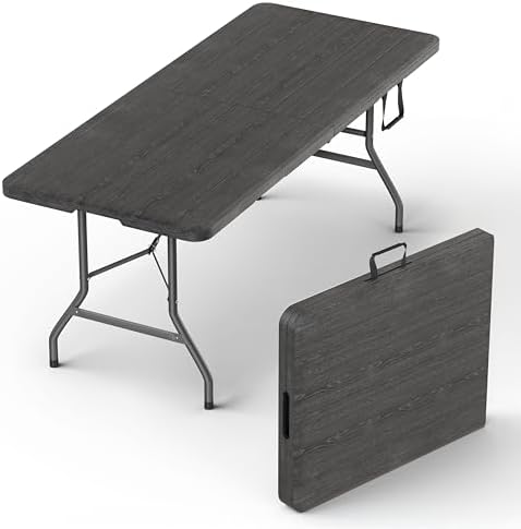 10 PACK of 6 Feet Foldable Table with Built in Handle & Steel Legs | 6FT Heavy Duty Folding Portable | Perfect for Party, Dining, Wedding, Events, Picnic Indoor, Outdoor, Camping, Folding - 6 Foot by OurModernSpace