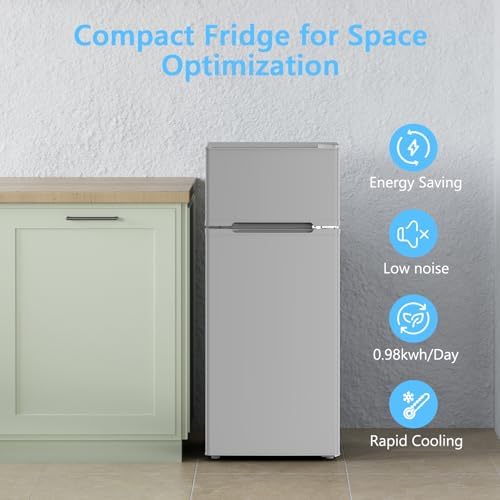 COWSAR 4.5 Cu.Ft Mini Fridge With Freezer for Bedroom Office, Grey - Image 6