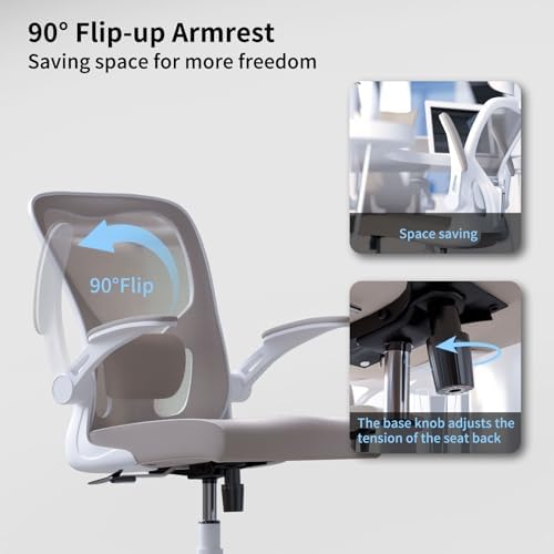 Monhey Ergonomic Mesh Office Chair with Lumbar Support, Khaki - Image 5