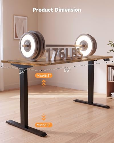 Standing Desk, 55 × 24 Inches Electric Height Adjustable, Home Office - Image 3