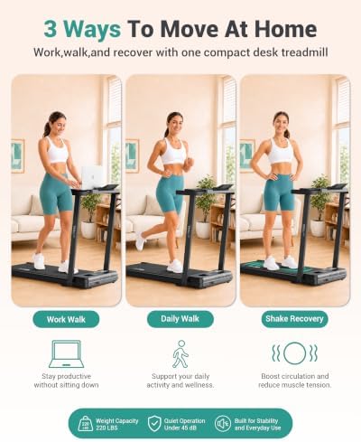 Walking Pad with Vibration Plates, 3 in 1 Walking Vibration Pad, Walking Pad with Incline, Under Desk Walking Pad with Remote Control and LED Display for Home Small Space - Image 3