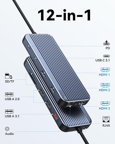 USB C Docking Station 3 HDMI Selore Laptop Docking Station 3 Monitors - Image 2