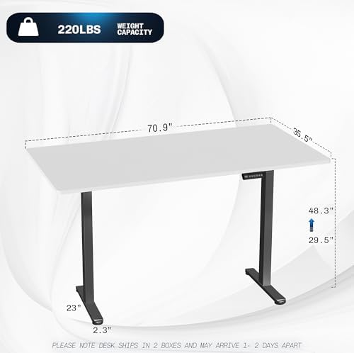 VIVO White 71 x 36 in Standing Desk, DESK-KIT-E2B7W-36 - Image 3