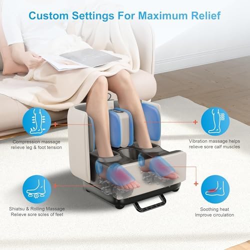 COMFIER 2-in-1 Shiatsu Foot Massager&Foot Rest,Foot and Calf Massager with APP Control,Heated Feet Massager for Foot Pain Relief,Gifts for Men Women - Image 4