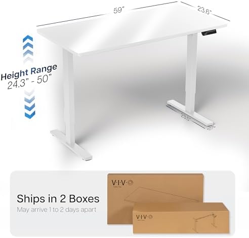 VIVO White Dry Erase 60 x 24 in Standing Desk, DESK-KIT-2W6WE - Image 3