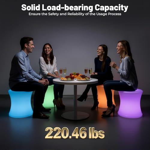 Rechargeable LED Cube Chair Light with Remote, Outdoor Waterproof 16 Colors Changing LED Cube Stool Seat Side Table, Floor Lamp Night Light Glow Furniture for Home Bedroom Patio Garden (Drum, 16") - Image 5