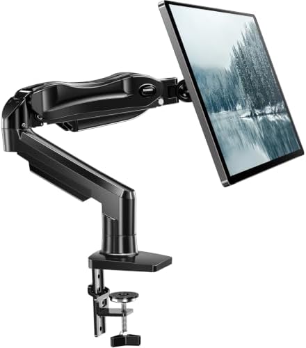 HUANUO FlowLift™ Single Monitor Mount, 13 to 32 Inch Monitor Arm, Adjustable Monitor Stand, Vesa Mount with Clamp and Grommet Base - Fits 4.4 to 19.8lbs LCD Computer Monitors by HUANUO