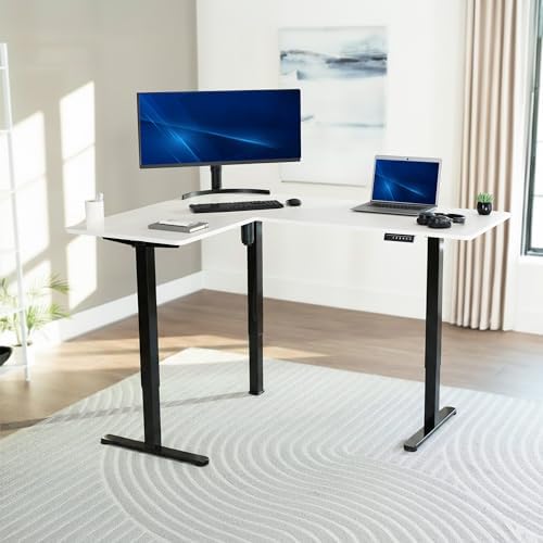 VIVO White 63 x 47 in Corner Standing Desk, DESK-E3CTBW-47 - Image 2