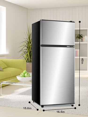 Refrigerator with Freezer 3.8 Cu.Ft Top-Freezer Compact frige Silver - Image 7