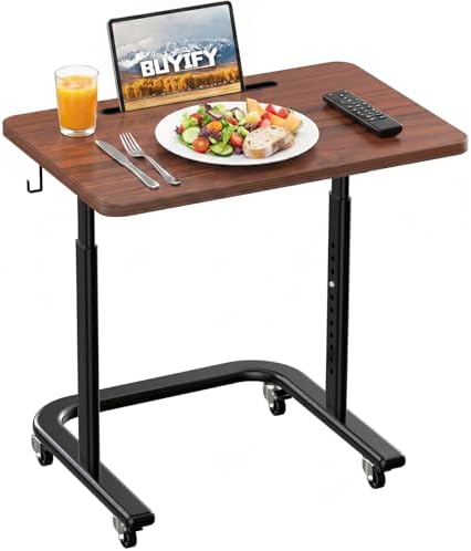BUYIFY Height Adjustable TV Tray Table with Wheels for Couch or Sofa by BUYIFY